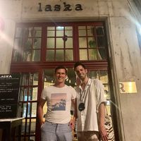 With the owner and chef de cuisine   at Laska in Lyon
