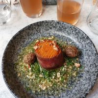 Roasted potatoes, cashew and chimichuri sauce at Laska in Lyon