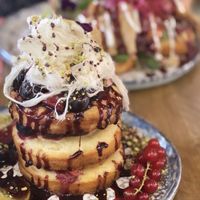 Classic stack in the front, Texan BBQ chicken in the back  at Mr. Stacks in Amsterdam