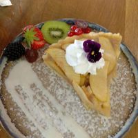 Apple Tart, super soft and tender, perfect with the coconut cream! You'd regret if you missed it! at Mr. Stacks in Amsterdam