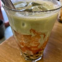 Matcha strawberry boba  at Mr. Stacks in Amsterdam