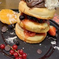 Amazing choc protein pancake stack! at Mr. Stacks in Amsterdam
