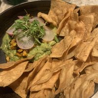 Vegan street corn with guacamole. Chips were perfectly seasoned    at Earl's Kitchen in Tysons Corner