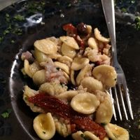 Orecchiette pasta with broccoli, taggiasche olives, sun-dried tomatoes at L'Escalier in Pecetto Torinese
