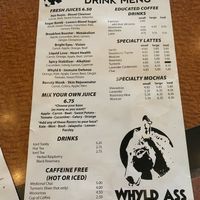 Drink Menu (Back Side) at Whyld Ass in Phoenix
