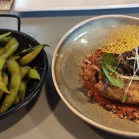 Edamame beans & fried aubergine at Hammett's Gastro Bar in Sliema