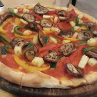 Pizza without cheese at Pomodoro in Vientiane