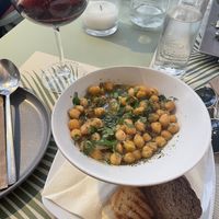 Vegan chickpea starter  at Karma in Santorini