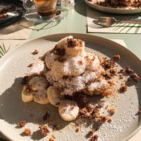 Vegan banana pancakes at Karma in Santorini