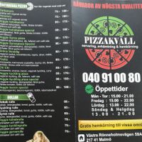 Vegan choices at Pizzakväll in Malmo