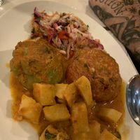 Stuffed pepper and tomato. Tasted better than it looks!  at Casiopia Greek Taverna in Corfu