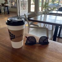 chai latte with oat milk + interior  at Influx Cafe - Golden Hill in San Diego