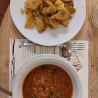 Very tasty lentil soup served as main dish at Estravagario in Bologna