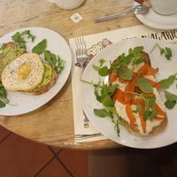 Avocado toast with tofu egg and sea toast for brunch at Estravagario in Bologna