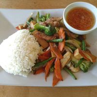 Stir fried vegetables with tofu and soy at VG Wok in Helsinki