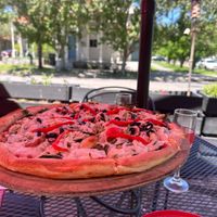 Vegan NOLA green root at G's Pizza - Bienville in New Orleans