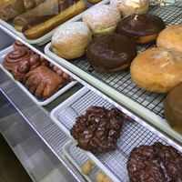 fritters, bear claws and filled donuts.  at Vegan Bistro in San Jose