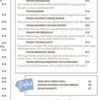separate vegan menu online  at Willi's Kitchen in Wellington