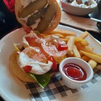Vegan cheese burger, inside at Willi's Kitchen in Wellington