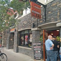 view from outside (people waiting in a queue) at Kimchi House in Jasper