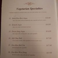 vegetarian menu but no vegan labelled at Kimchi House in Jasper