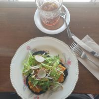 Sweet potato and chickpea stuffed mushies at Pino's in Islington