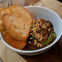 Brusketta with eggplant spread (cold) at Pino's in Islington