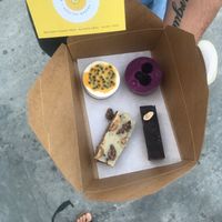 4 sweet treats! All anazing. The passion fruit lemon cake was def my favorite!!!  at Seed of Happiness in Nicosia