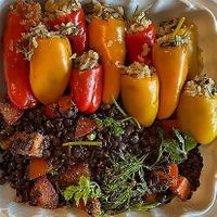 Stuffed peppers with lentil salad (SOS-free)
 at Koshary Corner in Clarksville