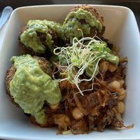 Regular bowl with falafel and avocado sauce at Koshary Corner in Clarksville