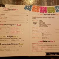 Menu at La Madrisima in Toledo