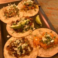 5 different vegan tacos  at La Madrisima in Toledo