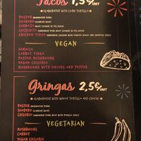 Menu  at La Madrisima in Toledo