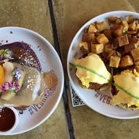 Lavender Peach Pancakes and Jammin’ Bennie at Breakfast Republic - East Village in San Diego