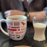 Coffee with oat milk to use for creamee #Veganuary at Breakfast Republic - East Village in San Diego