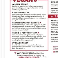 Vegan menu options #Veganuary at Breakfast Republic - East Village in San Diego