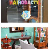 storefront and salon chair  at Hairodactyl in Portland