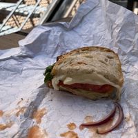 Hubby’s chicken jack sammy. He loved the big fresh tomato slices.  at Graze in Walla Walla