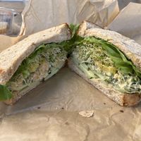 Chickpea sandwich. Huge sandwich with crunchy veg and soft, fresh bread. I could only eat half since I also got a side salad (not pictured).   at Graze in Walla Walla