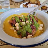 Cauliflower soup with vegetable balls at Zucchero a Velo in Ancona