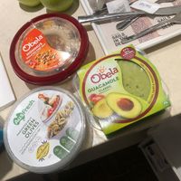 Vegan dips and olives in the refrigerated section. Yay!  at IGA in Yulara