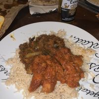 Half garlic mushroom half jackfruit curry. Delish!  at Vedic in Hyde