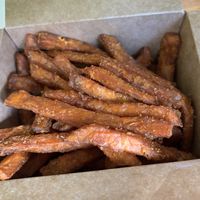 The homemade sweet potato fries.  at Beyond Vegan Cell Food in Portsmouth