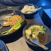 Pad thai, rice and pal Choi - sorry we had already eaten half when picture was taken (also from the lunch menu)  at Wokshop - Valby in Copenhagen
