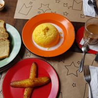 Toast, couscous, banana and coffee at Cafe do Alto in Rio De Janeiro