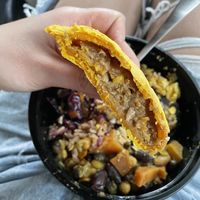 Beyond Meat Jamaican patty  at Living Right Health Bar in Naugatuck