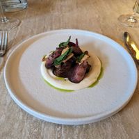 Glazed eggplant with mint/curry leaf oil and many other flavors at Bonboon in Amsterdam