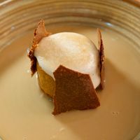 Dessert: Polenta cake w/rooibos citrus syrup at Bonboon in Amsterdam