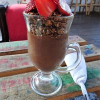 raw chocolate mousse at Namaste Vegan Food in Guatape