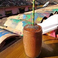 chocolate banana smoothie at Namaste Vegan Food in Guatape